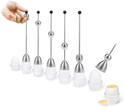 The Original Clack Egg Opener - German Engineered Stainless Steel Egg Topper - Premium Quality Egg Accessories (Wooden Top)