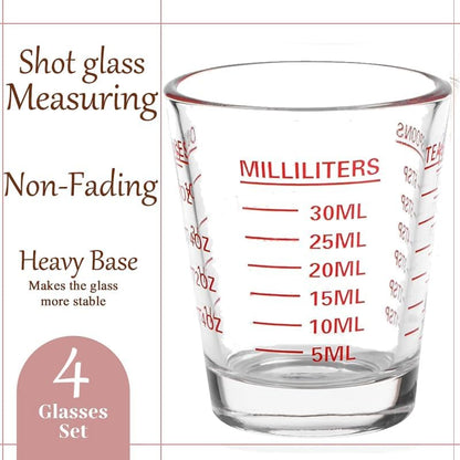 Shot Glass Measuring Cup | Non Fading | Bar Bartender Accessories, Jigger for Bartending | Tablespoon Measuring Spoon (2, White)