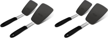 Unicook 2 Pack Flexible Silicone Spatula, Turner, 600F Heat Resistant, Ideal for Flipping Eggs, Burgers, Crepes and More, Black