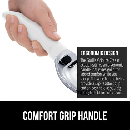 GORILLA GRIP® Heavy Duty Ice Cream Scoop, BPA-Free, Dishwasher Safe, Comfortable Zinc Alloy Handle, Professional Scooper for Hard Gelato, Sorbet, Cookie Dough, Melon, Round Cones, Kitchen Tool, Blue