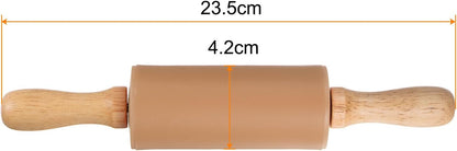 HARFINGTON Silicone Rolling Pins for Baking 12.2 Inch Non-Stick Silicone Surface Wooden Handle Rolling Pin Small Roller Playdough Rolling Pins for Fondant Kitchen Dough Pizza, Green