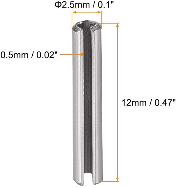 uxcell Slotted Spring Pin - M4 x 30mm 304 Stainless Steel Split Spring Roll Dowel Pins Plain Finish 20Pcs