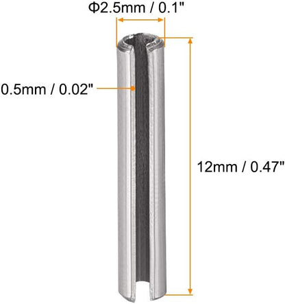 uxcell Slotted Spring Pin - M4 x 30mm 304 Stainless Steel Split Spring Roll Dowel Pins Plain Finish 20Pcs