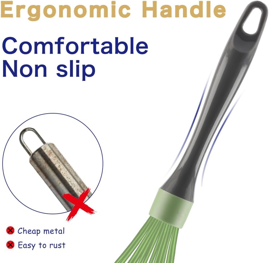 OYV Dishwasher Safe Whisk, Professional Whisks for Cooking Non-Scratch, Stainless Steel & Silicone Wisk, Plastic Rubber Whisk Tool for Nonstick Cookware Pans, Heat Resistant,12-Inch, Grey