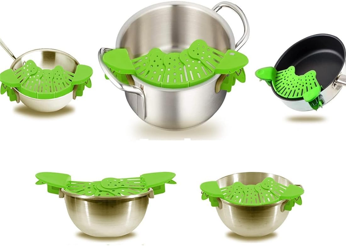 Generic NXCYZY Collapsible Clip On Strainer Silicone Pots And Pans, Heat Resistant Foldable Food Filter Strain Drainer Colander For Pasta, Vegetables, Must-Have Kitchen Essential