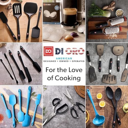 DI ORO Silicone Spatula Set - Rubber Kitchen Spatulas for Baking, Cooking, & Mixing - 600°F Heat-Resistant & BPA Free Silicone Scraper Spatulas for Nonstick Cookware - Dishwasher Safe (5pc, Black)