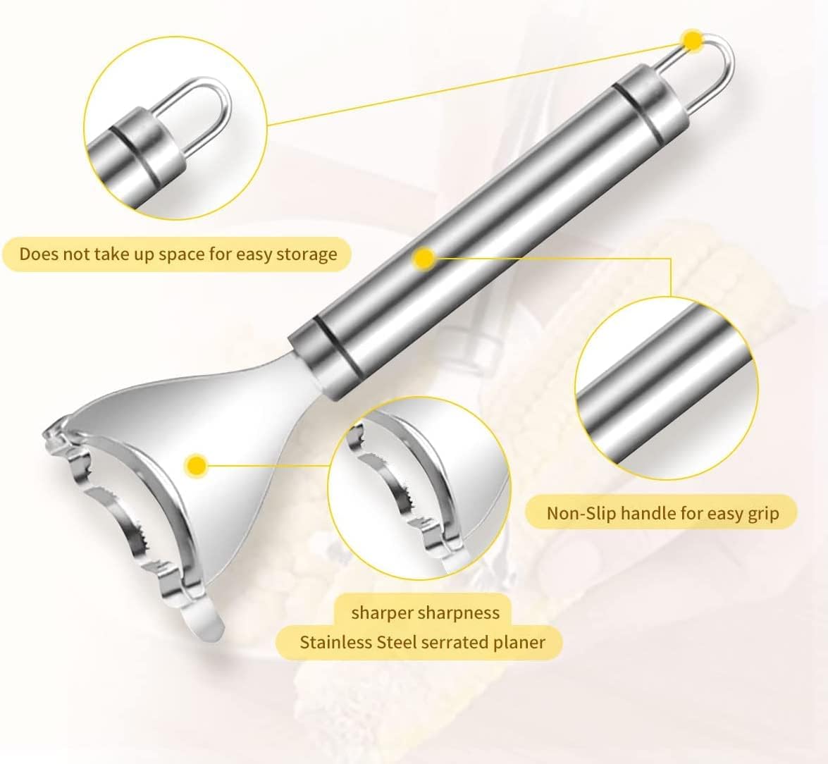 KOSIMI Magic Corn Peeler, Stripper Cob Tool, Premium Stainless Steel Thresher with Ergonomic Handle, Kitchen Gadget