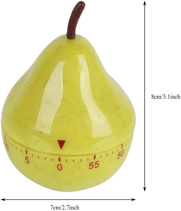Cartoon Timer, Pear Shaped Kitchen Timer, Mini Cute 60mins Mechanical Manual Kitchen Timer Cooking Timer, Countdown Timer Mini Size Manual Timer Cartoon Fruit Timers Kitchen Cooking Timer
