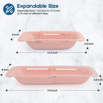 Collapsible Colander Kitchen Extendable Strainer Fruits Vegetables Noodle Pasta Food Drain Basket Space-Saver Portable Drainer Over Sink (1, 4#Pink)