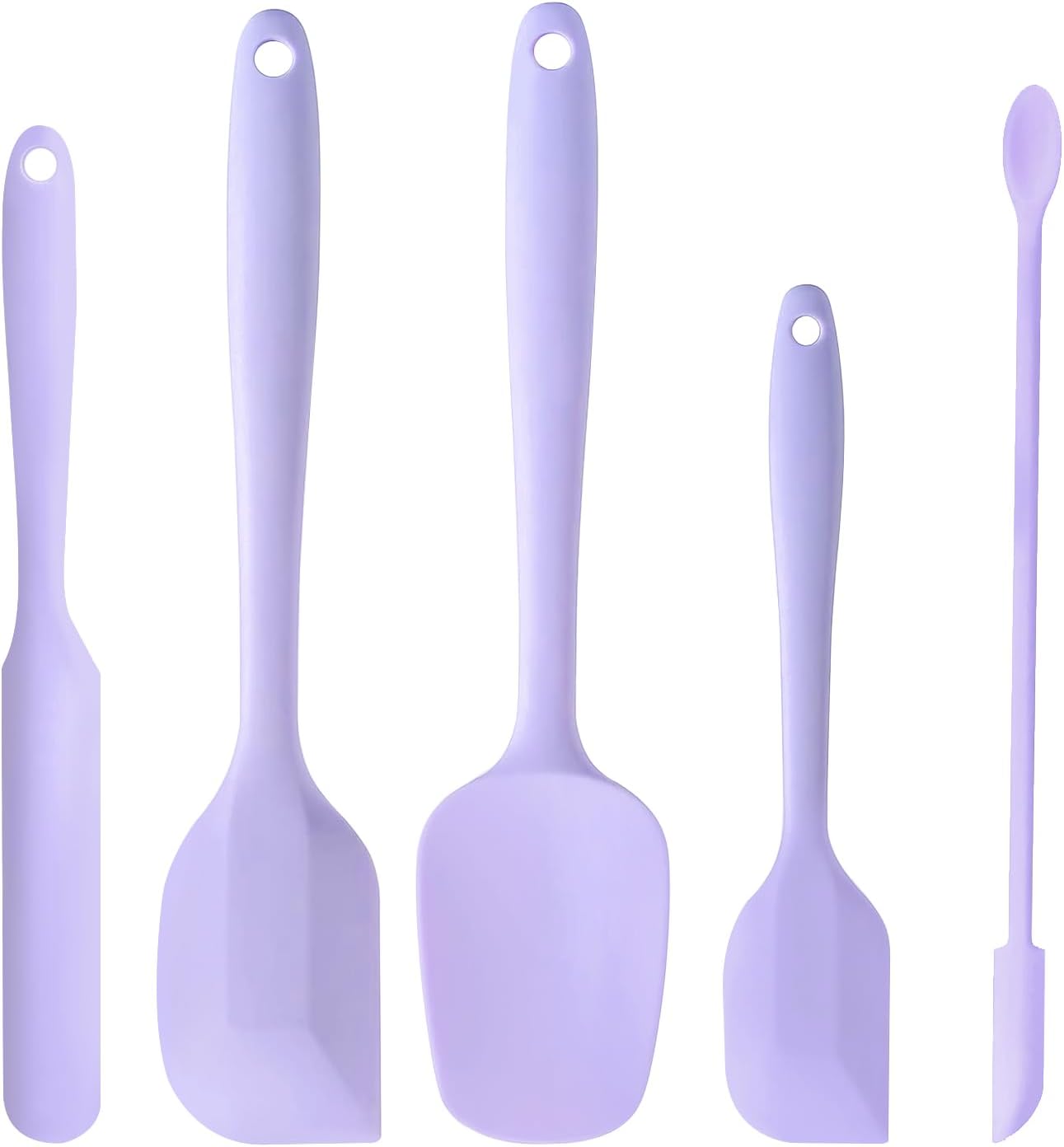 5 Piece Pink Silicone Spatula Set, Heat Resistant Rubber Spatulas Set, Silicone Kitchen Utensils Set Dishwasher Safe for Nonstick Cookware Baking Cooking