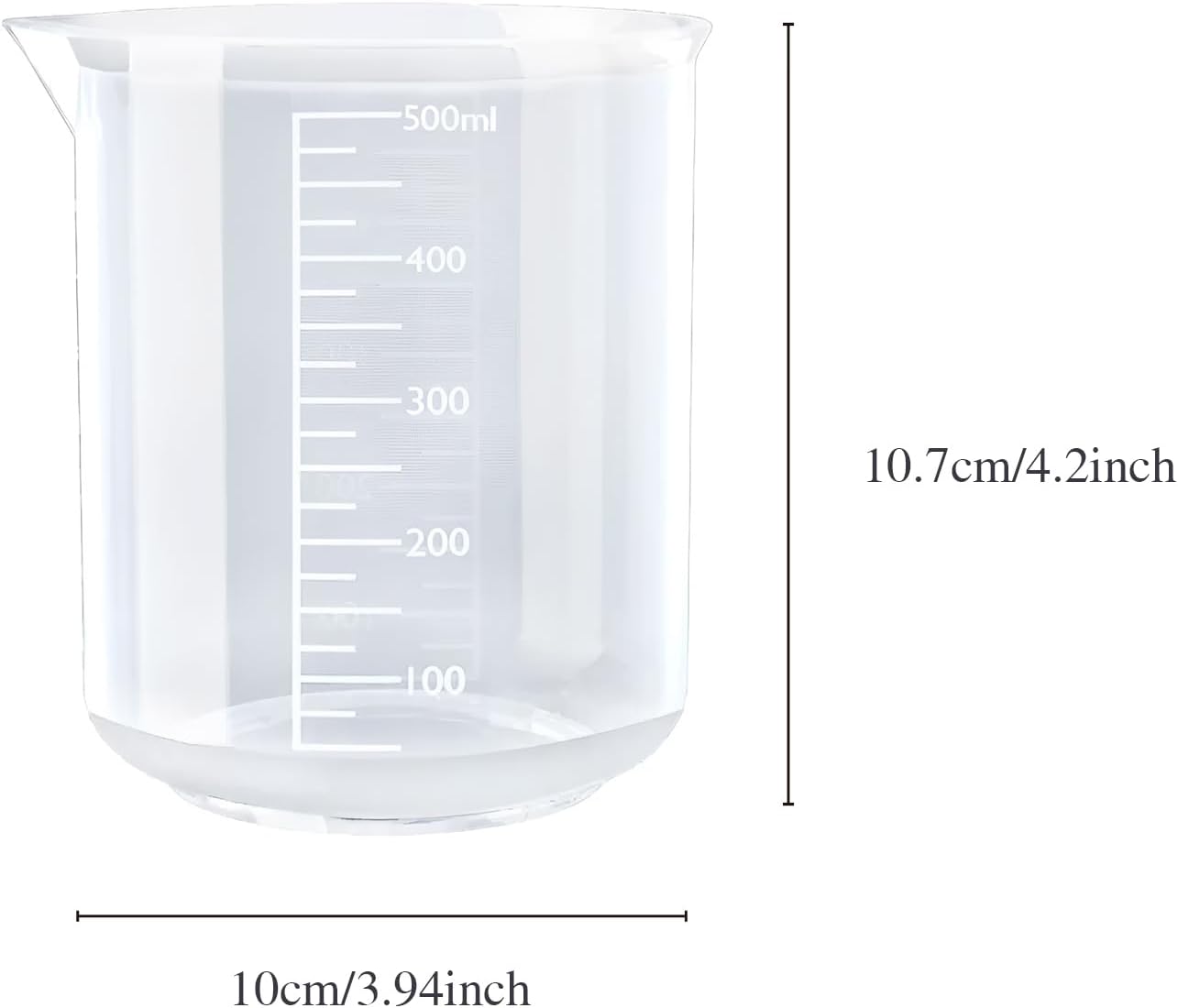 500ML Reusable Plastic Measuring Cup, Beaker Tip and Pour Measuring Containers for Kitchen Cooking Medicine Measure Tool