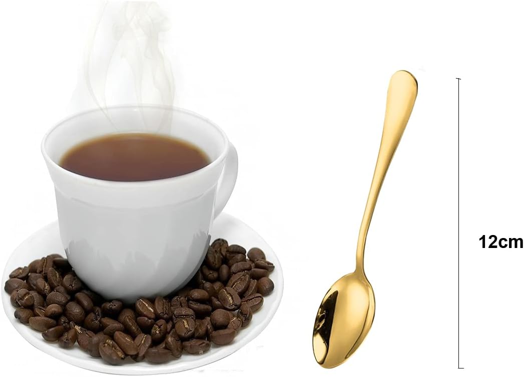 Wesdxc56 Demitasse Espresso Spoons, Mini Coffee Spoon, 4.7 Inches Stainless Steel Small Spoons for Dessert, Set of 6