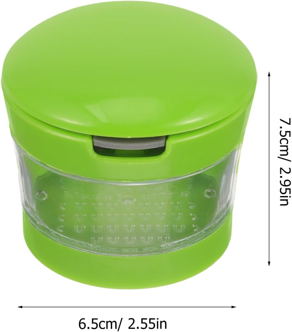PRETYZOOM 1PC Mini Garlic Chopper with Container, Manual Garlic Press with Stainless Steel Blade, Handheld Mincer Presser Kitchen Gadget- 2.5x2.5x2.9''