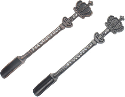 Mini Powder Medicine Scoop 2pcs Metal Shovel Spoon Shovel Scoop with Crystal for Bottle Home Supplies (Antique silver + Bronze)