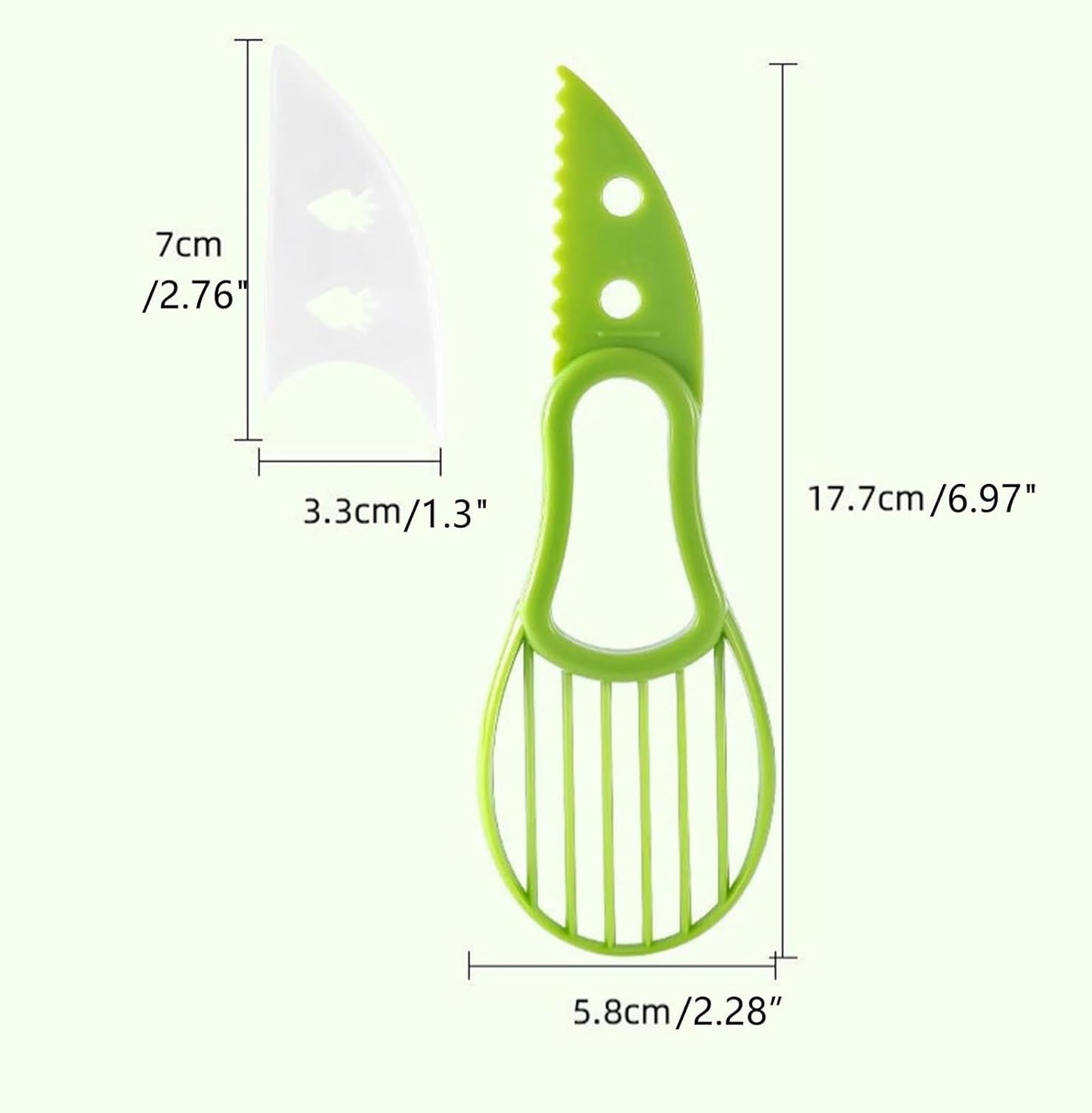 2 Pcs Avocado Slicer Tool Avocado Knife for Mashing Avocados Enucleation Making Guacamole, Green