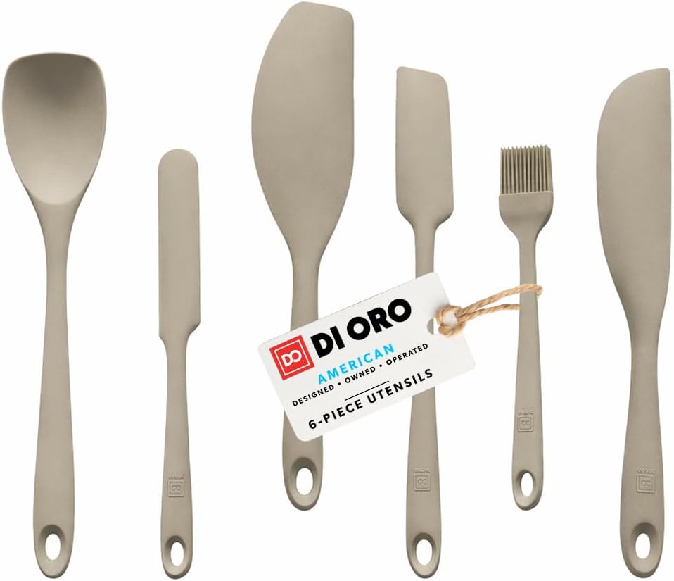 All New DI ORO 6-Piece Silicone Spatula Set - Rubber Kitchen Utensils for Baking, Cooking & Mixing - Heat-Resistant 600°F BPA Free Spatulas for Nonstick Cookware - Dishwasher Safe (Black)
