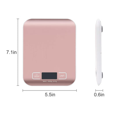 Kitchen Food Digital Scale Portable Postal Scale for Small Business Packages, Food, Handmade Goods, Liquids, with Large LCD Display High-Precision 1g Accuracy (Rose Gold Rechargeable(5kg/1g))