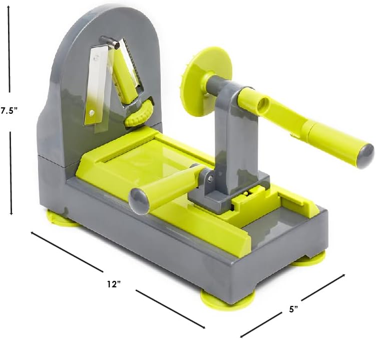 Home Basics 4 Function Tabletop Spiralizer, Green | 4 Razor Sharp Blades | Safety Guards Protect While Using | Durable | Easy to Clean | Great for Vegetables & Fruit | Healthy Way to Prepare Meals