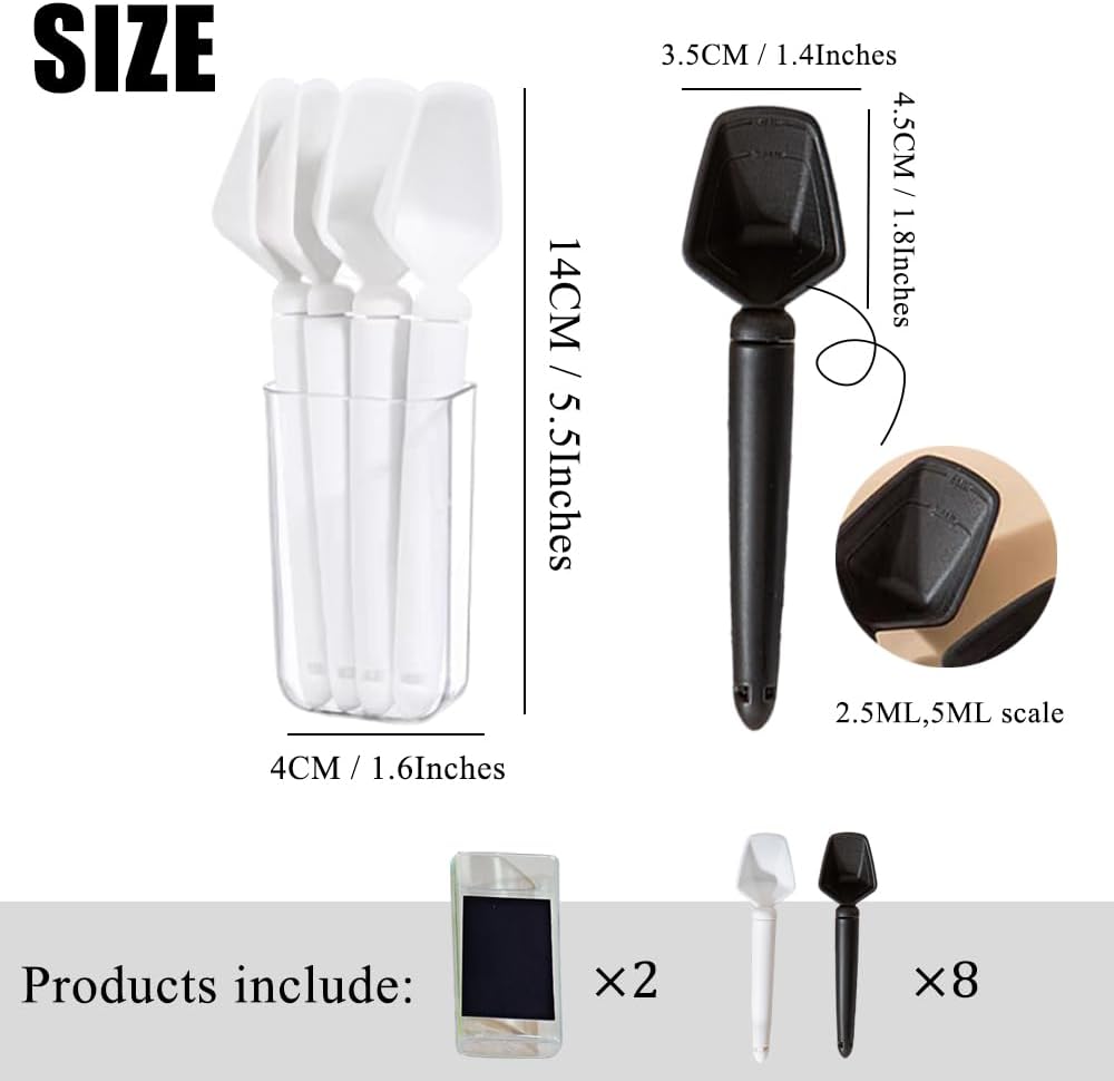 Ouliget Three in One Function Plastic Coffee Measuring Spoon Sealing Clip,Magnetic Wall Container Magnet Clips,Food Freshness Bag Clip Powder Tea Scoop,2 Pieces of 8