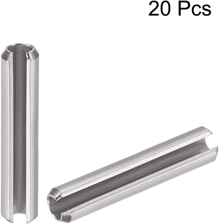 uxcell Slotted Spring Pin - M4 x 30mm 304 Stainless Steel Split Spring Roll Dowel Pins Plain Finish 20Pcs