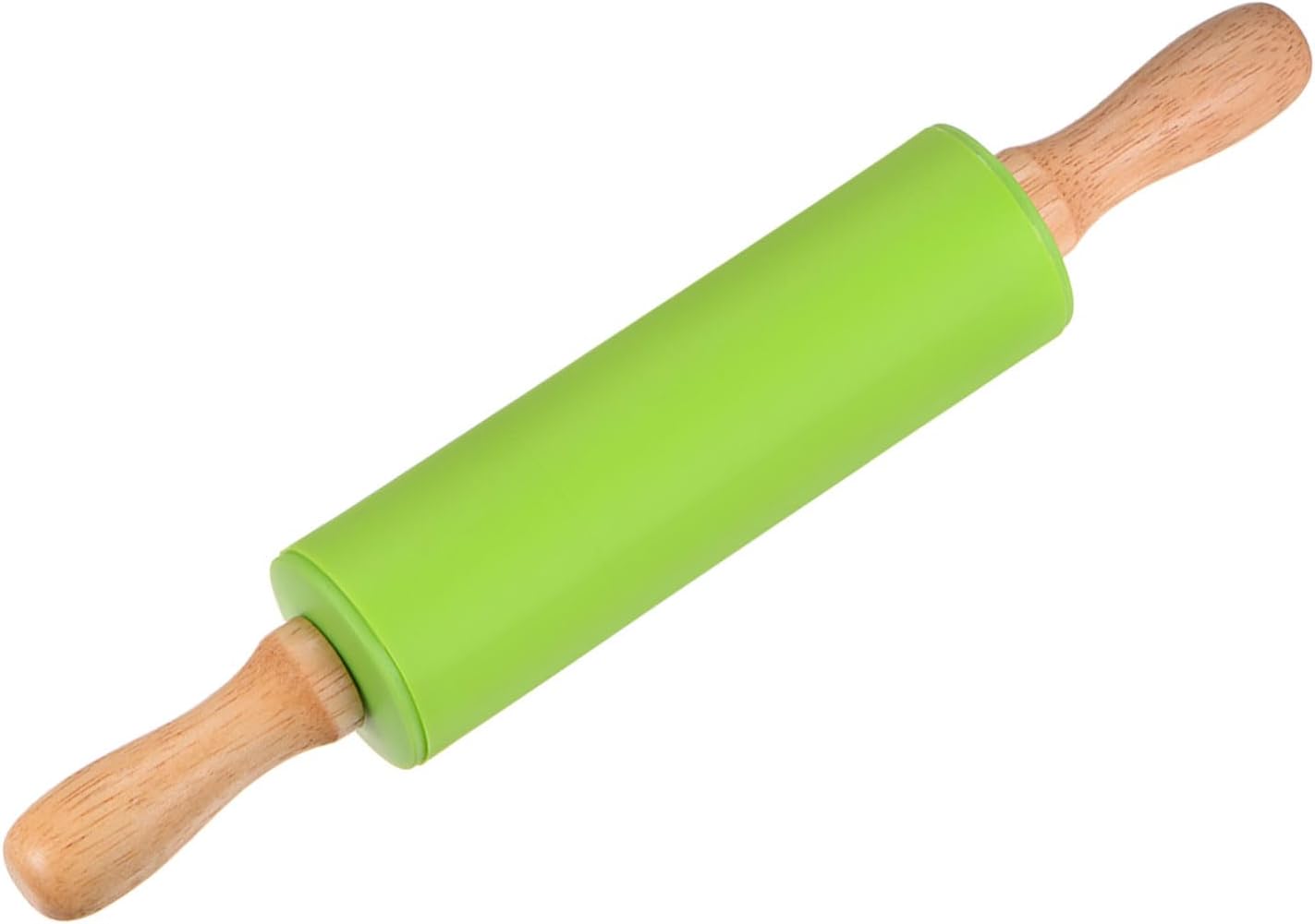 HARFINGTON Silicone Rolling Pins for Baking 12.2 Inch Non-Stick Silicone Surface Wooden Handle Rolling Pin Small Roller Playdough Rolling Pins for Fondant Kitchen Dough Pizza, Green