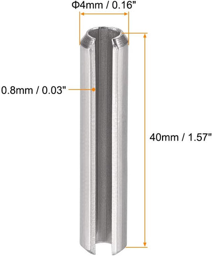 uxcell Slotted Spring Pin - M4 x 30mm 304 Stainless Steel Split Spring Roll Dowel Pins Plain Finish 20Pcs