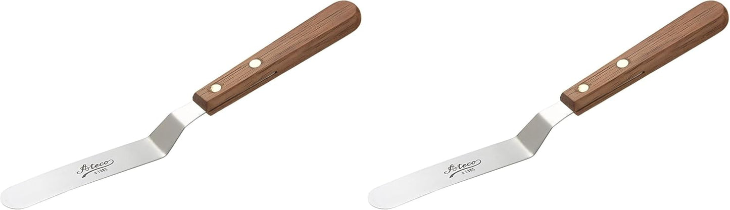 Ateco 1385 Offset Spatula with 4.5-Inch Stainless Steel Blade, Wood Handle, 4.5 Inch, natural