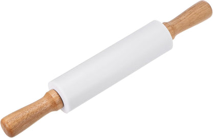 HARFINGTON Silicone Rolling Pins for Baking 12.2 Inch Non-Stick Silicone Surface Wooden Handle Rolling Pin Small Roller Playdough Rolling Pins for Fondant Kitchen Dough Pizza, Green