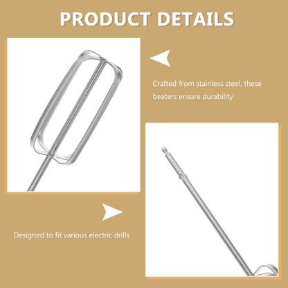 PRETYZOOM Hand Mixer Attachments 2-Pack Replacement Beaters for Electric Whisk and Drill Mixers Stainless Steel 8.38X1.77X1.77In Efficient Egg Whisking and Dough Mixing Kitchen Tool