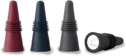 Rabbit W6121 Bottle Stoppers Set of 4, Multicolor Wine Bottle Caps to Preserve Freshness, Stylish and Durable, Perfect for Parties and Gifts