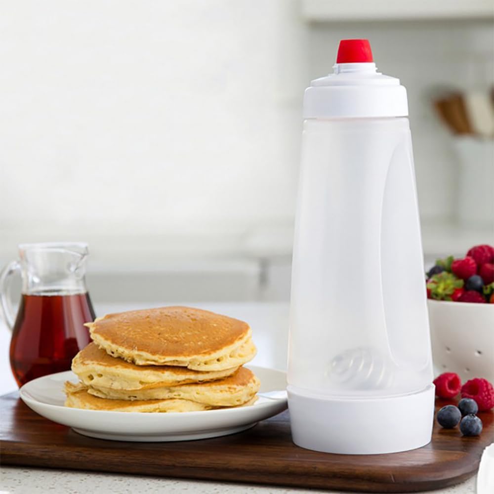 Large Pancake Batter Dispenser 1000ml with Measurement Marks, Commercial-Grade Squeeze Bottle, Leak-Proof & Shake-Proof Design, Easy-Clean Nozzle, Kid-Friendly Baking Tool for Muffins, Cakes & Waffles