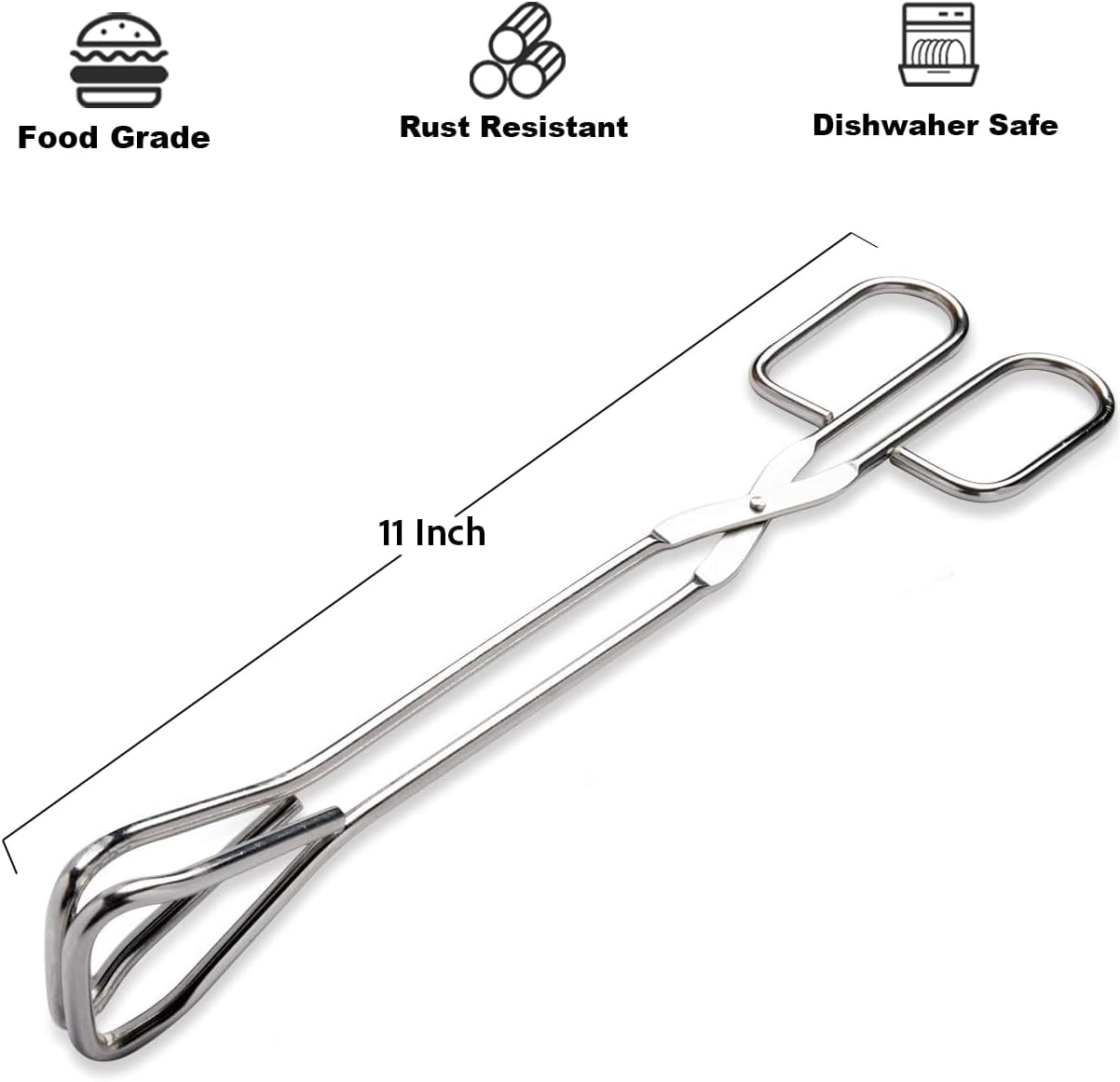 Hiash 9-Inch Heavy Duty Stainless Steel Kitchen Tongs - Comfortable Ergonomic Grip, Scissor Design, Heat Resistant for BBQ and Cooking
