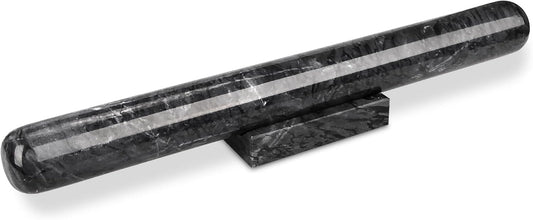 Marble Rolling Pin with Stand, 15.7" Black Stone French Heavy Polished Non Stick Cookie Pizza Pastry Dough Baker Roller for Kitchen Baking