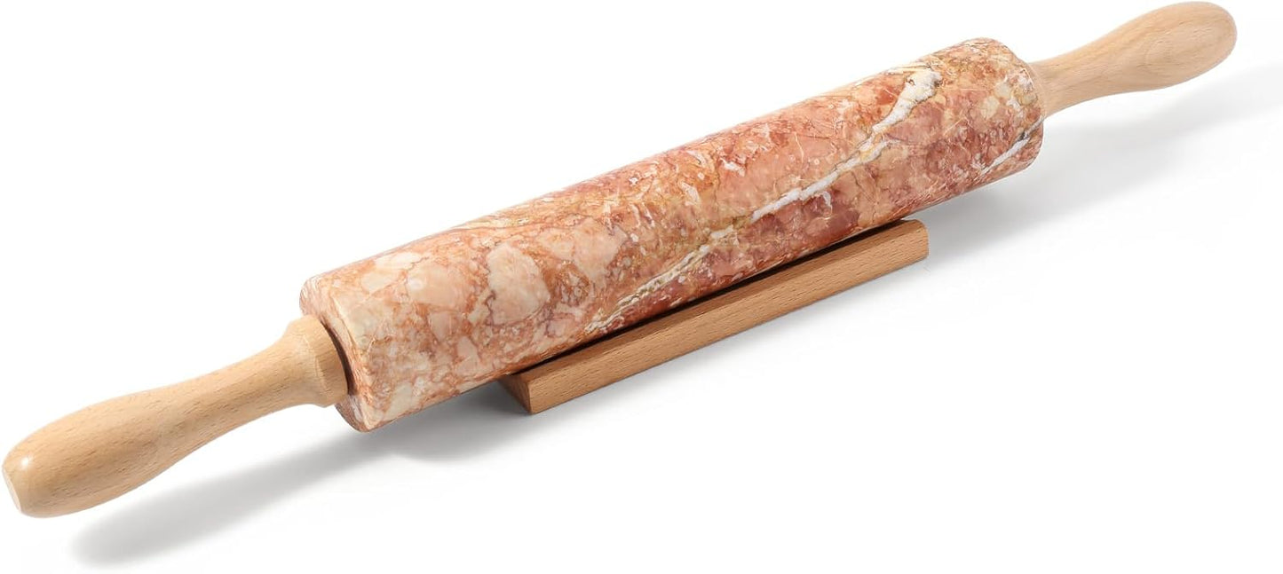 Koville African Natural Marble Rolling Pin, Non-Stick Polished Dough Roller, Pasta, Dumpling, Fondant, Pie Crust, Bread, Pizza Dough, Kitchen Baking Pastry Tools with Mat/Scraper（Namib Fantasy）
