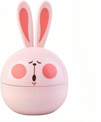 Cartoon Mechanical Kitchen Timer, 60 Minutes Countdown Timer, Mechanical Visual Timer for Kids - No Batteries Required, Kitchen Timer for Cooking, Home, Study and Classroom (Pink-A)