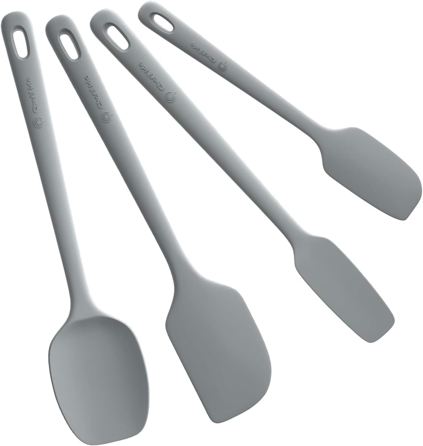 ChefAide 5 Pieces Silicone Spatula Set, Food Grade Rubber Spatula, Upgrade Strong Handle with Ergonomic Grip, Heat Resistant Up to 600°F for Nonstick Cookware, Cooking