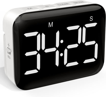 VOCOO Magnetic Kitchen Timer for Cooking with Count Up Countdown, Digital Timer Battery Powered with Large Display, 2 Brightness and Volume Levels for Classroom, Teacher, Kids (Red)