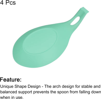 uxcell Silicone Spoon Rest, 7.68" x 3.74" Heat Resistant Kitchen Utensil Holder Spatula Ladle Rest for Counter Stove Top, Black 8Pcs