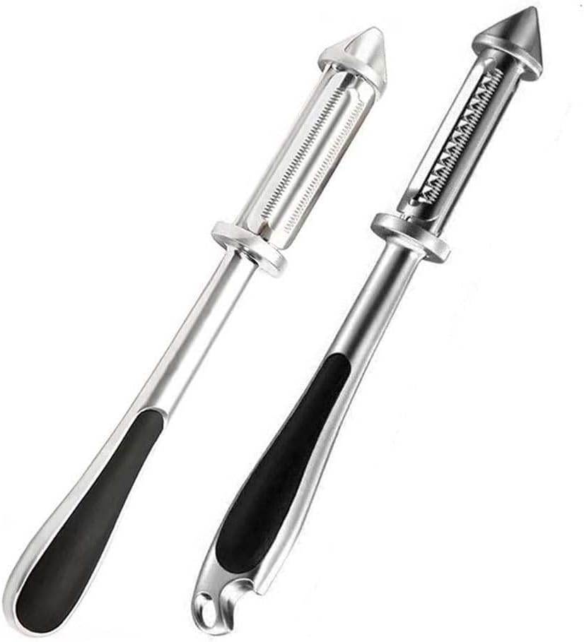 2Pc Silver All In One Multifunctional Vegetable Peeler,4 and 1Julienne Peeler Vegetable Peeler,Veggie Peelers for Kitchen,Potato kitchen Pear Tomato Cucumber Graters, Peelers and Slicers