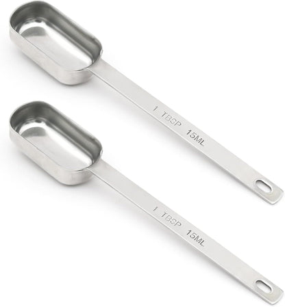 2PCS 1tsp (1/3tbsp, 5ml) Single Measuring Spoon, Stainless Steel Long Handle Individual Teaspoons Only