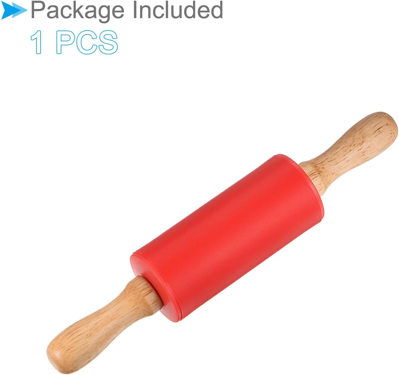 Silicone Rolling Pins, 17" Length, Silicone & Oak Non-Stick Ergonomic Wooden Handle Fondant Dough Roller Pink - (Applications: for Baking DIY Projects)