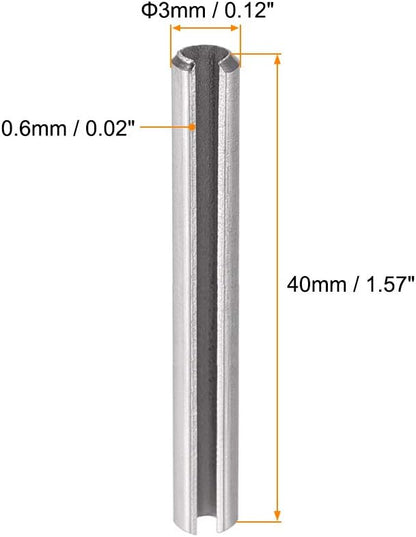 uxcell Slotted Spring Pin - M4 x 30mm 304 Stainless Steel Split Spring Roll Dowel Pins Plain Finish 20Pcs