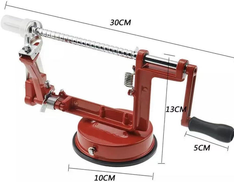 Apple Peeler Corer Slicer, Red, Manual Hand Crank, Suction Base, Plus Apple Corer Included Kitchen Tool