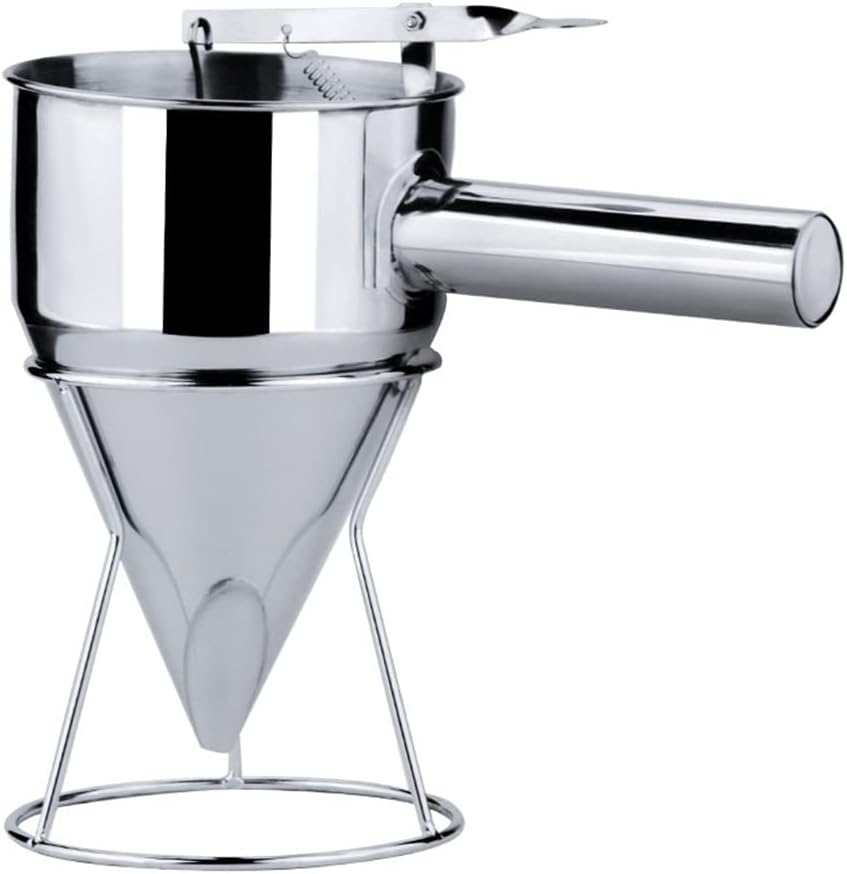 40.6oz / 1200ml, Pancake Batter Dispenser With Stand, Conical Batter Funnel With Squeeze Handle, Stainless Steel Batter Pourer For Baking, Cake, Desserts, Muffins