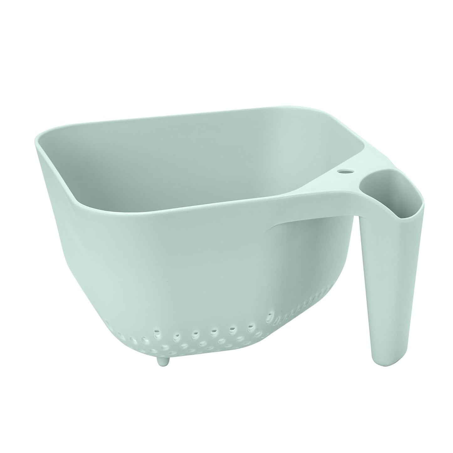 Tovolo Elements Square Colander with Handle Strainer Basket for Pasta Fruit Berries Veggies, Easy to Clean BPA Free Heat Resistant Plastic Colander with Spout 3 Quart Kitchen Strainer, Charcoal Gray