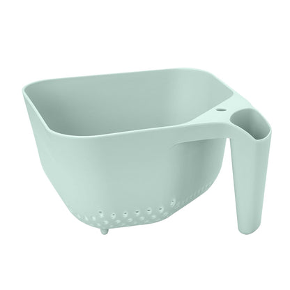 Tovolo Elements Square Colander with Handle Strainer Basket for Pasta Fruit Berries Veggies, Easy to Clean BPA Free Heat Resistant Plastic Colander with Spout 3 Quart Kitchen Strainer, Charcoal Gray