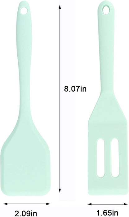 （2 Pack） Heat-Resistant Flexible Silicone Spatula for Baking, Cooking, Small Silicone Spatula Kitchen Utensils for Cookies & Brownies, Mini Rubber Spatulas for Nonstick Cookware (Green)