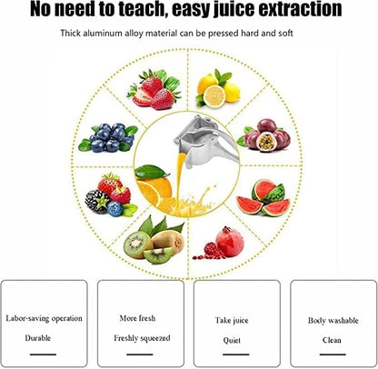 Manual Hand Press Fruit Juicer with Heavy Quality Detachable Lever for Citrus Lime Juicer or Orange Juicer, Steel Handle Juicer for Instant Juice (Aluminium, Silver