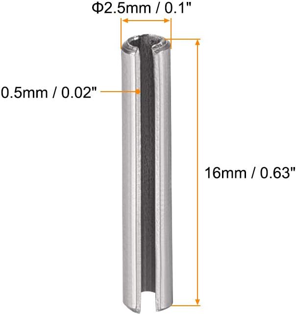 uxcell Slotted Spring Pin - M4 x 30mm 304 Stainless Steel Split Spring Roll Dowel Pins Plain Finish 20Pcs