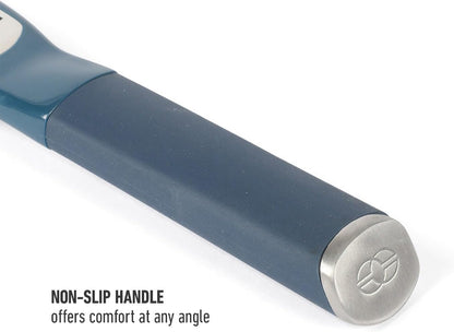 Calphalon Edge Stainless Steel Handheld Grater Lemon Zester W/Cover & Rubber Handle - Navy Blue